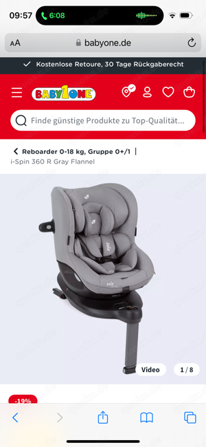 Kindersitz i-Spin 360 Grad Gray Flannel
