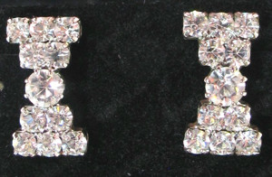 Ohrstecker in Schleifenform - Schleife - silberfarben mit Strass - Modeschmuck - 90er Bild 3