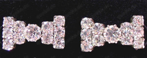 Ohrstecker in Schleifenform - Schleife - silberfarben mit Strass - Modeschmuck - 90er Bild 2