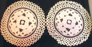 3er Set - Untersetzer - Deckchen - Stoff - 2 x beige - 1 x weiß - unbenutzt Bild 3
