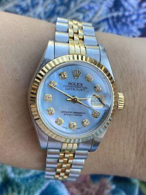 Rolex Date Just Watch Automatik Diamanten MOP Zifferblatt Gold & S S Dame Swiss Made