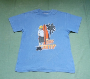 Shirt mit Frontdruck hellblau Gr 152 158   kurzarm