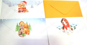 4 Stück - Weihnachtskarten Tiermotive mit Kuverts + Aufklebern - NEU Bild 5