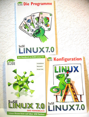  3 Bücher: SuSE LINUX 7.0 Das Handbuch + Programme + Konfiguration - ohne CD   DVD 