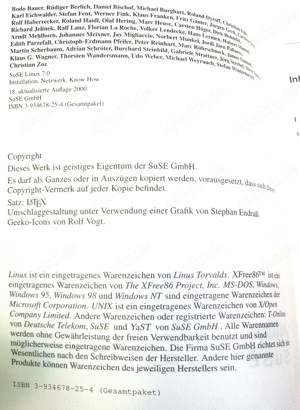  3 Bücher: SuSE LINUX 7.0 Das Handbuch + Programme + Konfiguration - ohne CD   DVD  Bild 5