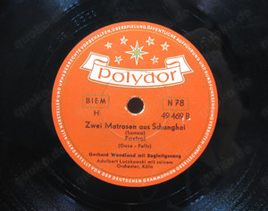 Schellack Platte: Gerhard Wendland - Der Himmel war noch nie so blau - Zwei Matrosen aus Schanghai Bild 2