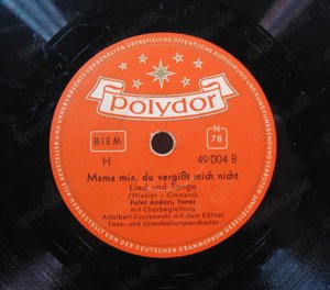 Schellack Schallplatte: Peter Anders - Granada - Mama mia, du vergißt mich nicht Bild 2