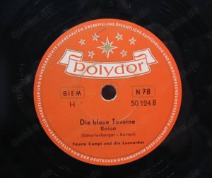 Schellack Schallplatte: Baiao - In Peru sind die Mädchen gefährlich - Die blaue Taverne Bild 2