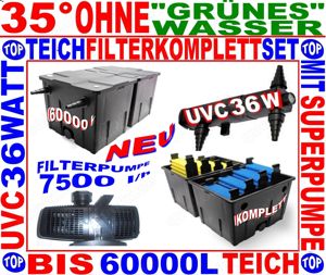 Neu: komplettset teichfilter 60000 l+uvc 36 w+teichpumpe 7500 l h