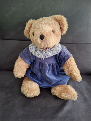 Teddybär Leopoldsdorf Österreich blaues Samtkleid 44cm hoch