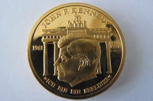 Medaille vergoldet, präsident der usa, john f.kennedy  1961- 1963