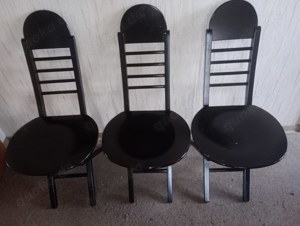 3 x Italienische Designer Klappstuhl Klappstühle Holz schwarz postmodern 1960er