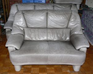 Ledersofa, grau, 2-Sitzer Bild 2