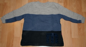 Sweatshirt - Größe 110 - 116 - Pullover - grau-blau-gestreift