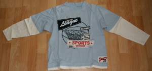 Blaues Langarm-Shirt - Größe 128 - "Basketball League" - wie NEU