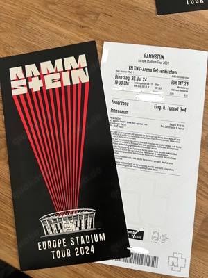 Rammstein Feuerzone 3x2 Tickets Gelsenkirchen 30.07.2024 *Vorkaufsrecht*