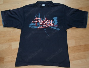 Blaues T-Shirt - Größe 146 - 152 - Kurzarm - Motiv "Risky"