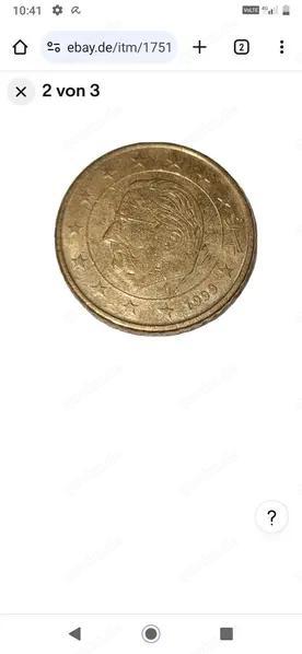 50 Cent Münze Belgien 1999 Fehlprägung königliches monogram Rarit