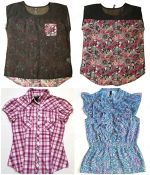 Blusen Gr. 36 38 neuwertig, schwarz mit Muster, pink, blau ab 3  