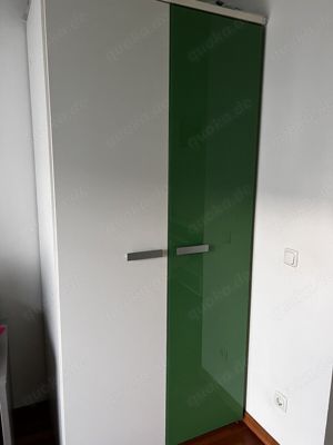 Moderner Kleiderschrank weiß   grün, 2 Türig , B 100 cm