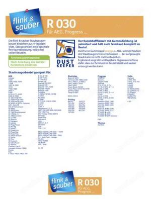 NEU     Staubsaugerbeutel R 030 flink &  sauber 4 Bautel + 1 Filter Bild 2