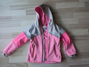 Softshelljacke Mädchen - Gr. 110 - pink grau mit Reflektorelementen