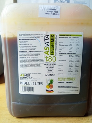 Asvita Freshmix 4 Liter, Getränkesirup Geschmack Ananas zuckerfrei, Diät