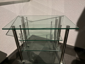 Massives Glas TV Regal Tempered Glass Fernsehregal + Rollen 80kg Bild 3