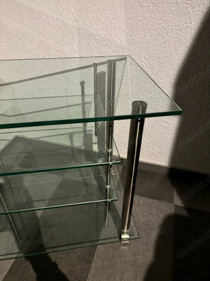 Massives Glas TV Regal Tempered Glass Fernsehregal + Rollen 80kg Bild 4
