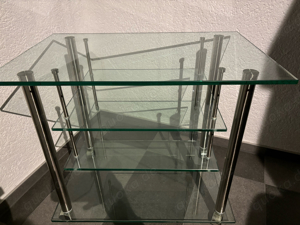 Massives Glas TV Regal Tempered Glass Fernsehregal + Rollen 80kg Bild 2