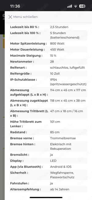 E-Scooter Streetbooster Two mattschwarz