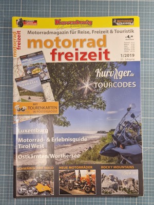 Motorradzeitung "Motorrad freizeit"01-04 2019 ungele. incl.Karten