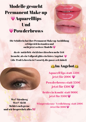 Permanent Make up, Aquarelllips,Powderbrows,Wimpernkranzverdichtung