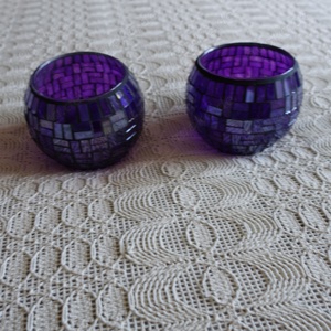 Glas - Teelichthalter, lila, 2 Stück 7,00 Euro