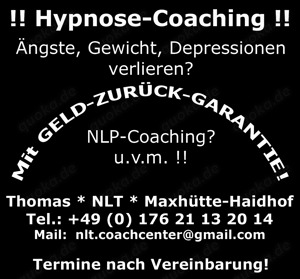 Ängste, Gewicht, Depressionen ablegen! Zert. Hypnose-Coach & NLP-Coaching. Geld zurück Garantie?