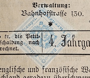 SAMMLERSTÜCK! Kaiserlich-Königliche ZEITUNGS-STÄMPELMARKE (1859) 1 Kreuzer auf Titelblatt 1887!