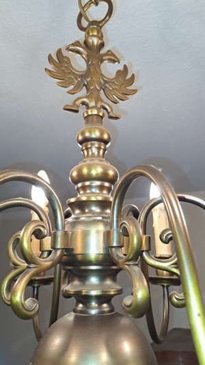 6 armiger flämischer Kronleuchter Messing mit Doppeladler - Kein Versand ! Bild 2