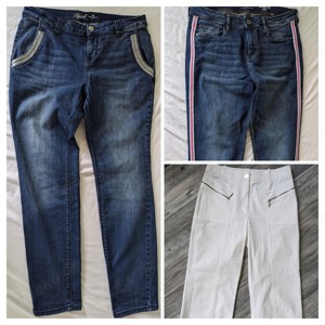 Lange Jeans Tom Tailor Gr. 29, lange weiße Hose BiBa Gr. 38