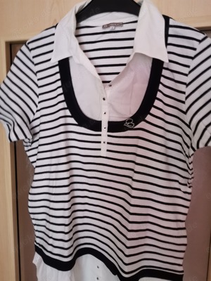 Damen Poloshirt, BAGORAZ, Kurzarm, weiß dunkelblau, Gr. 5 (ca M)