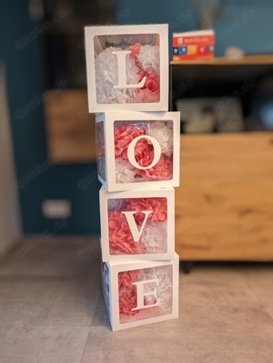 Deko-Boxen - weiß, transparent, quadratisch mit Buchstaben "LOVE" für Hochzeitsdeko o.ä.
