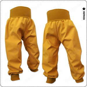 Softshellhose gr. 116 senfgelb Kind Handmade Outdoorhose Thermohose Pumphose 