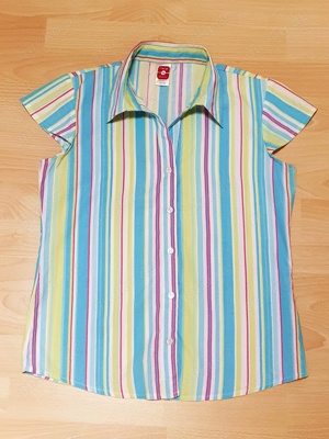 Bluse ohne Arm Gr. 158 164 = XS 34, türkis, weiß, apfelgrün, pink