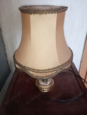 Alte Sölken Tischleuchte beige 60er 70er Jahre Messing Lampe Leuchte Marmor