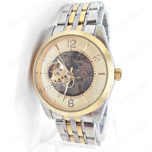 Tillberg Herren Automatik Skelett Männer Uhr Mechanisch Stahl Armbanduhr 300145