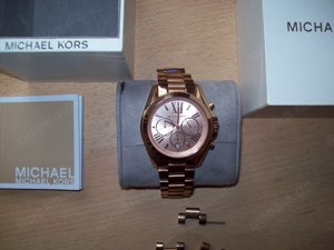 Neu-Armbandduhr-Michael-Kors-Rosengold-Chronograpf-Damen-Uhr-Edion-Np:299.--Fp:199,--