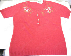Bouclé-Strickpulli kurzärmlig Gr. 40 pink-bunt Blumenstickerei - Neu mit Etikett Bild 3