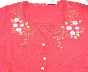 Bouclé-Strickpulli kurzärmlig Gr. 40 pink-bunt Blumenstickerei - Neu mit Etikett Bild 2
