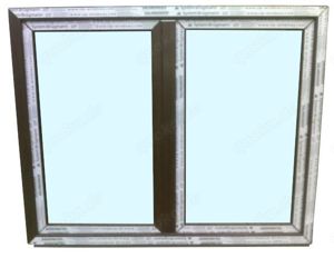 Kunststofffenster, neu auf Lager 150x120 cm 2-fl (bxh) Mooreiche