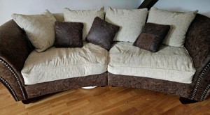 XXL Big Sofa - braun   beige - mit Kissen - 