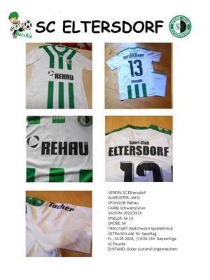 Trikot Matchworntrikot Bayernliga SC Eltersdorf Nr 13  Sharghi Unterschrieben mit zertifikat 